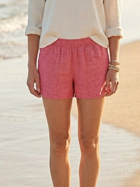 Vineyard Vines Pants - Vineyard Vines Pull On Linen Short Brick Red Size Large Women's Comfort Waist